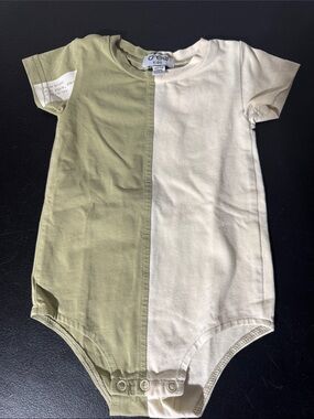 Olive & Cream Colorblock Baby One-Piece